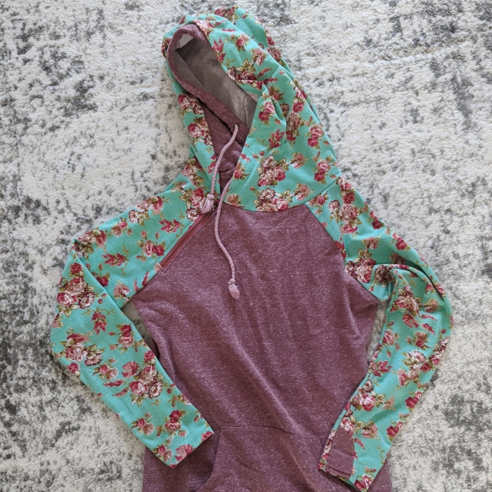 Floral double-hooded sweatshirt